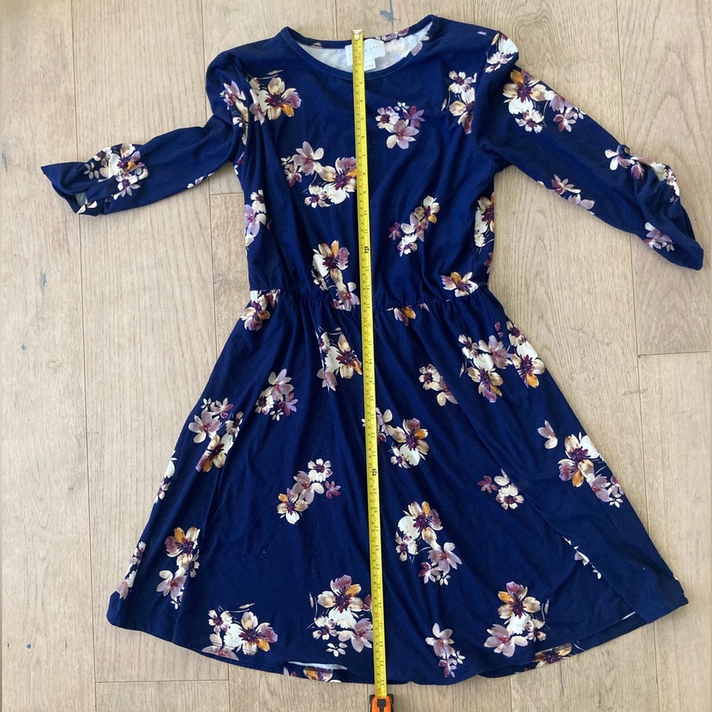 French Grey dress navy with florals medium - Picture 4 of 6